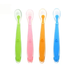 Image of BPA Free Color Changing Babyske Silicone Baby Spoon for Infant Baby Training Baby Feeding Spoon