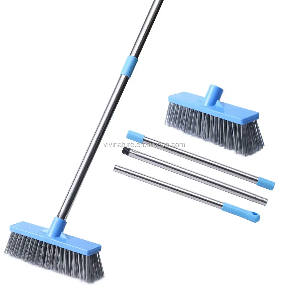 Floor Scrub Brush With Adjustable Long Handle,Multiangle Stiff Bristle