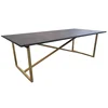 New design black oak wood top metal gold base contemporary luxury furniture 8 seater dining table set