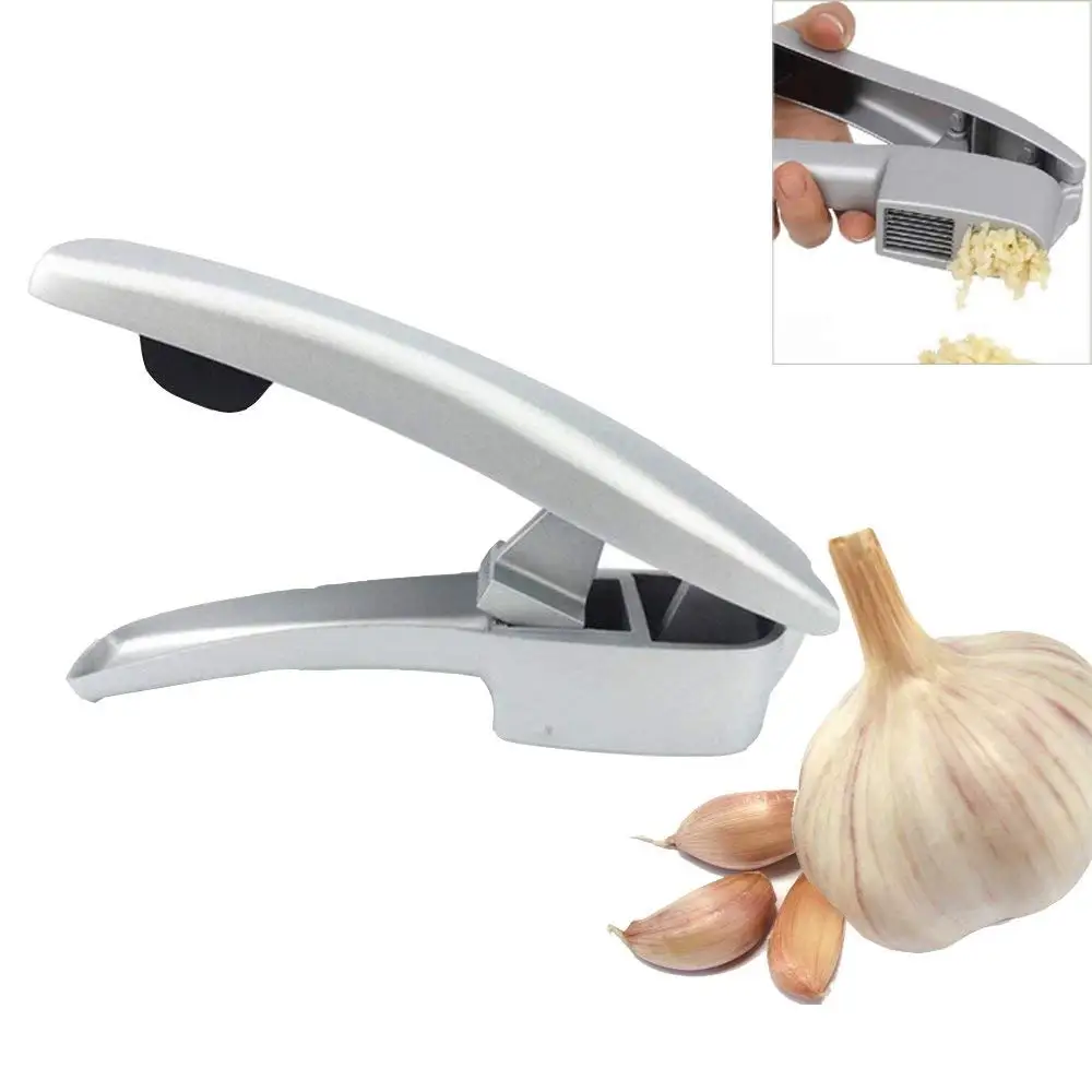 Denshine Multifunction Garlic Press, Kitchen Cooking Tools 2 in 1 Stainless Steel Garlic Slice Function Crusher, Mincer