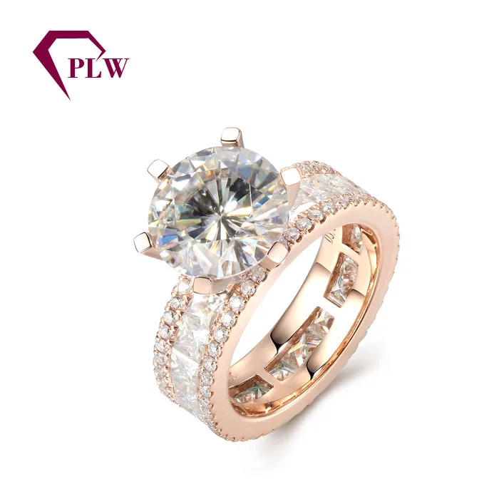 

PLW0806R 6 prongs 14k solid rose gold round brilliant cut 6.5mm moissanite engagement wedding rings, White gold,rose gold,yellow