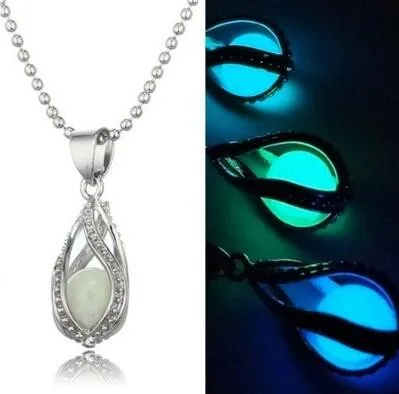 

Cool Glow In The Dark Necklace Pendant Teardrop Shape Gift for Girl Women Lady