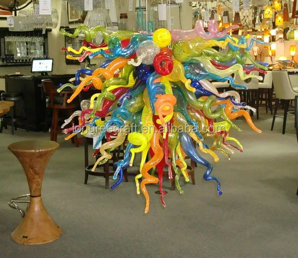 

Hot Selling Vintage Multi Color LED Lights Flower Blown Glass Chandelier