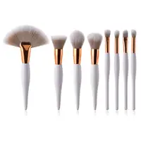 

Beauty cosmetics highlight fan brush 8pcs unique wooden handle makeup brush set sample