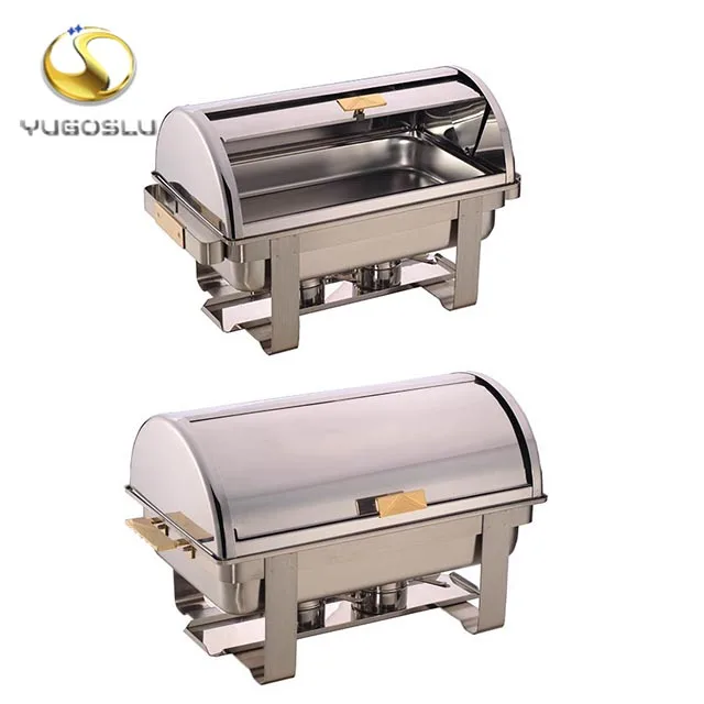 

China Supplier Wholesale Manufacturing 933 9L Food Warmer Oblong Stainless Steel oblong chafing dish with Folding Legs, Silver or gold