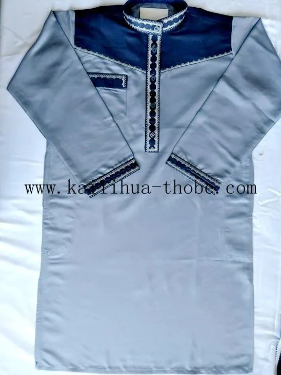 Jalabiya Dubai Jubba Men Designs Black Colour High Neck Design For