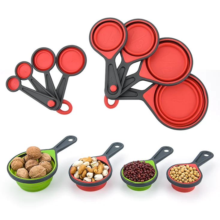 

Amazon Liquid Dry Foods Measuring Spoon Set Collapsible Measuring Cups, Colorful