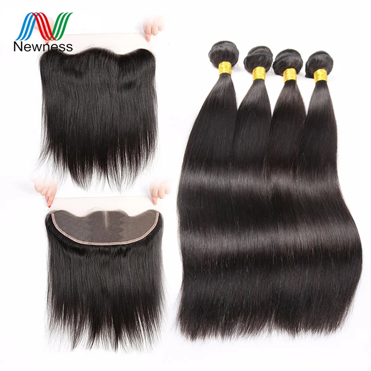 

Wholesale price human hair weaves straight with 13*4 swiss lace frontal closure for women