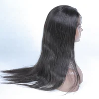 

Natural Color 10A Chinese Human Hair 130% Density Adjuatsbale Band Clips 22in Straight Transparent Full Lace Wig To Shipc