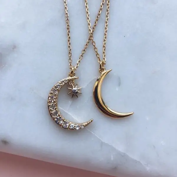 

Gemnel 925 silver jewelry dainty minimalist gold half moon real gold necklaces 2023 woman