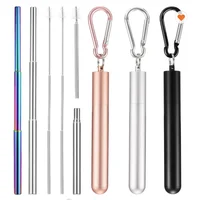 

Stainless steel wholesale folding collapsible metal reusable drinking straw with customized logo