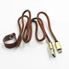 Brown leather usb 2.0 to micro usb fast charging cable for Android mobile