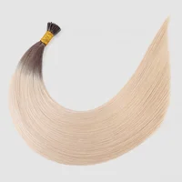 

Top Quality 100% European Remy Hair double drawn ash blonde I tip human hair extensions