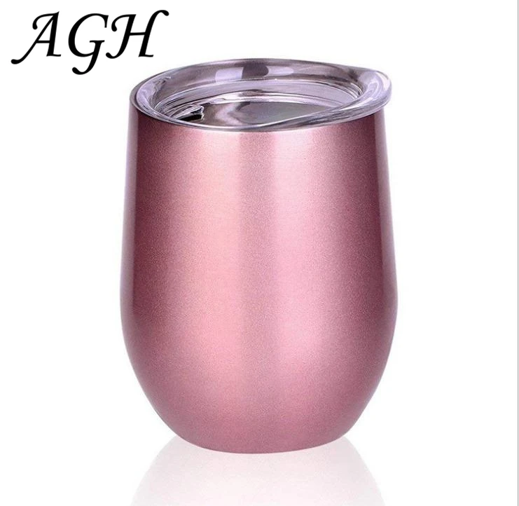 

12OZ wine tumbler double wall stainless steel vacuum insulated egg cup with lid mug for Coffee/Cocktail/Champagne, Customized colors acceptable