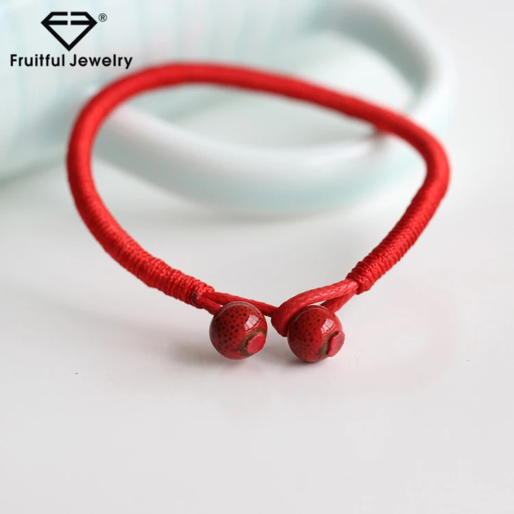 

Factory Direct Custom Unisex Good Luck Red String Hand-Woven Rope Bracelet For Couple Ceramic Charm Bracelet, Picture shows