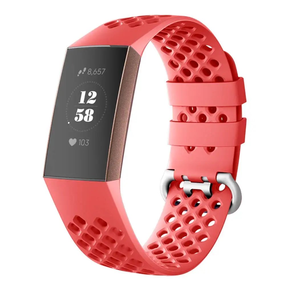 

Bands Compatible for Fitbit Charge 3 Small Large, Silicone Strap with Air Holes Replacement Wristband for Fitbit Charge 3 / SE, Multi-color optional or customized