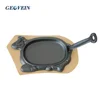 Cow Shape Cast Iron Steak Hot Plate With Wooden Base