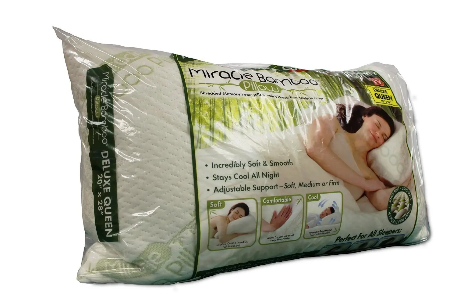 The Original Miracle Bamboo Shredded Memory Foam Pillow - Queen. 