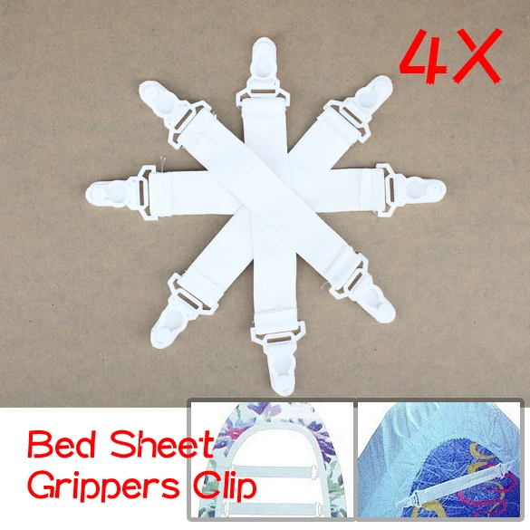 

4 Pcs Useful Elastic Bed Sheet Clip Fasteners Mattress Cover Blankets Grippers Holder Fixing Slip-Resistant Belt Laundry Product