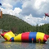 Factory sale directly trampoline water park inflatable pool floating toy for fun
