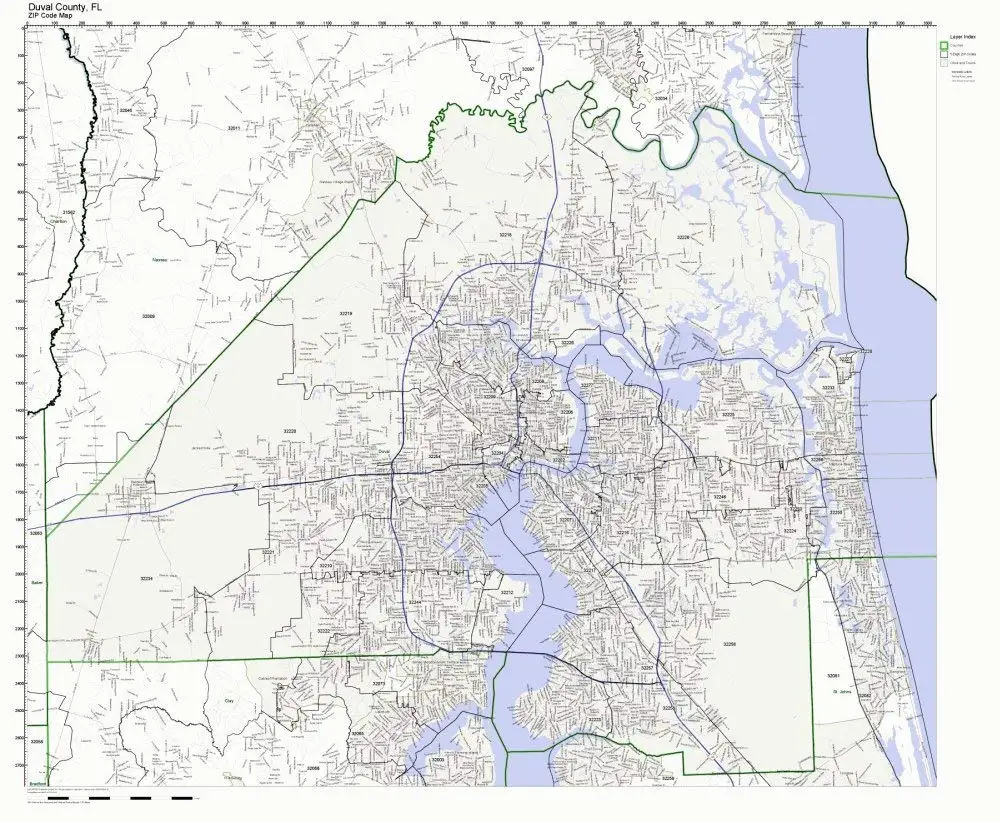 Buy Martin County, Florida FL ZIP Code Map Not Laminated in Cheap Price