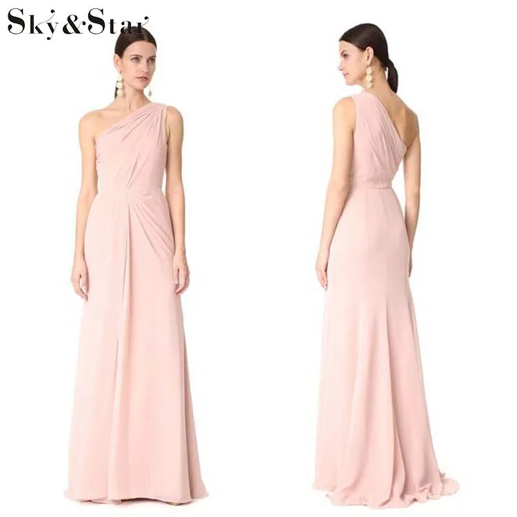 

2019New design bodycon women one shoulder pink long elegant evening dress, Pink or customized