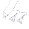 Wholesale Latest And Fancy Triangle Pearl Earrings and Pendant set Plain Sterling Silver Jewelry Set For Women