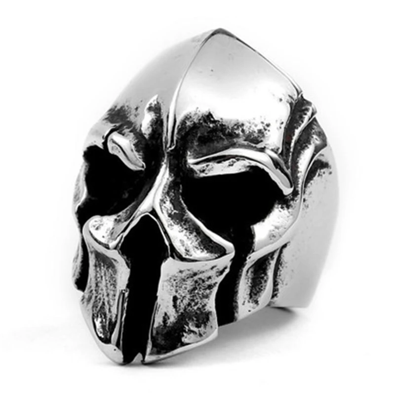

Wholesale Stylish Men's Stainless Steel Silver Spartan Mask Punk Ring