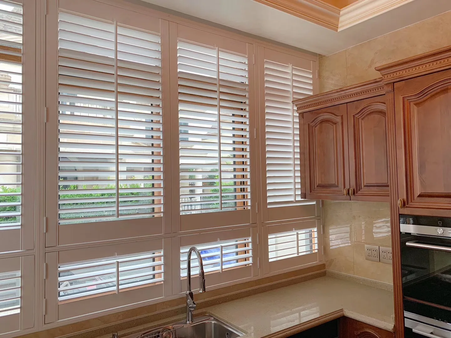 European style PVC garage door Cafe plantation shutter