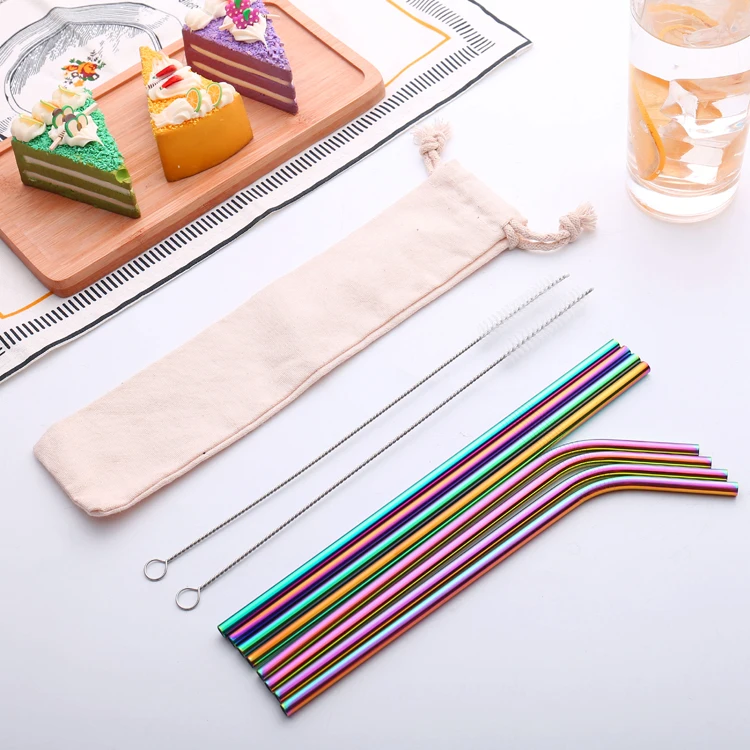 

Eco Friendly Colorful Stainless Steel Straw Set, Reusable Drinking Straws