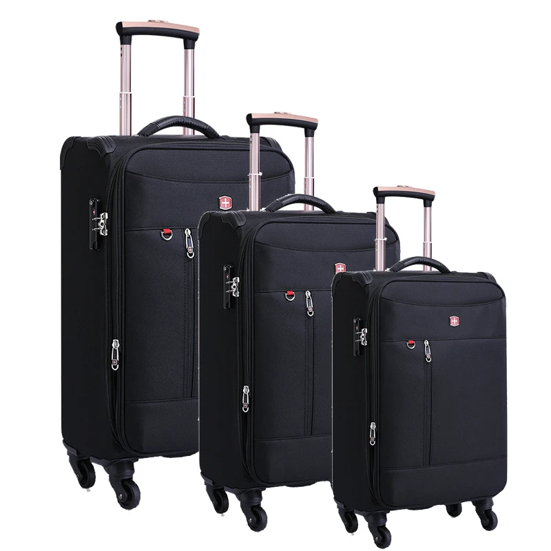 

3 Pieces Set 20/24/28 Inch business oxford suitcase 4 Wheel Spinner Luggage, Blue, black, grey