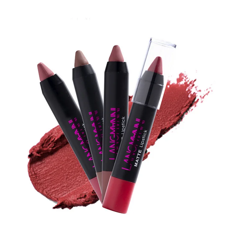 

2019 hot sale cosmetics makeup matte lipstick pencil, 12 colours