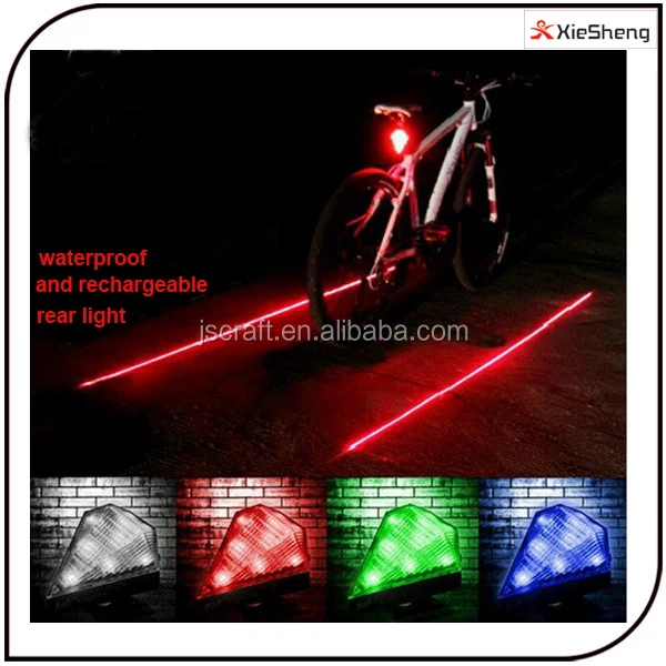 

3 modes waterproof safety USB rechargeable flashing rear light warning bicycle colorful 8 LED+2 laser Bike tail lamp, Red;green;white;blue