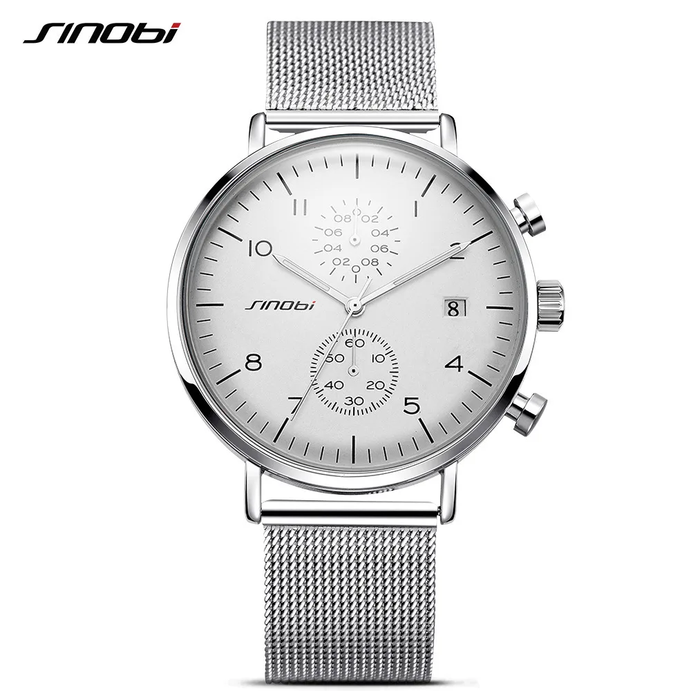 

SINOBI 9710 Men's Fashion&Casual Watch Quartz Movement Auto Date Simple Style Business Wristwatches