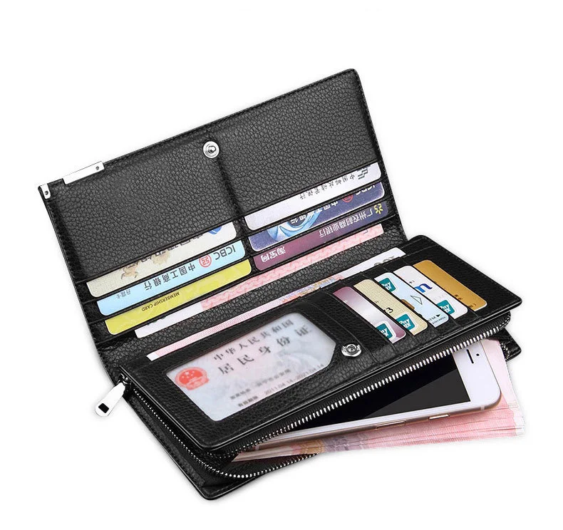 

New product long zipper wallet genuine leather handbag business wallet for men