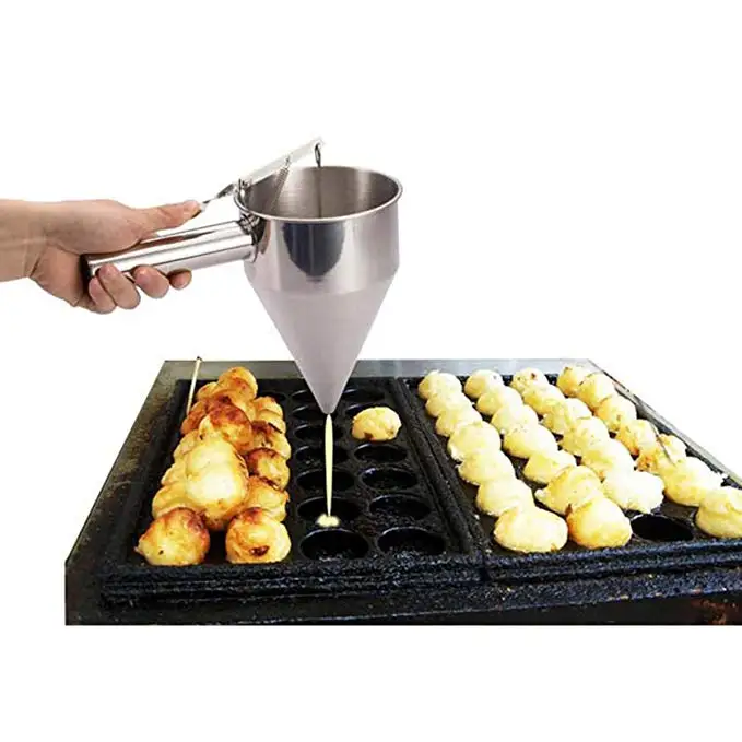 De acero inoxidable panqueques de embudos con Rack bolas de pulpo pancake maker herramienta de cocina