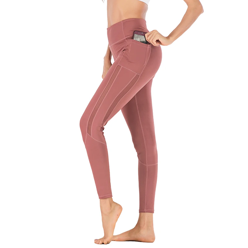 

Gym Leggings Fitness High Waisted Workout Leggings Yoga Pants With Pockets, Pink