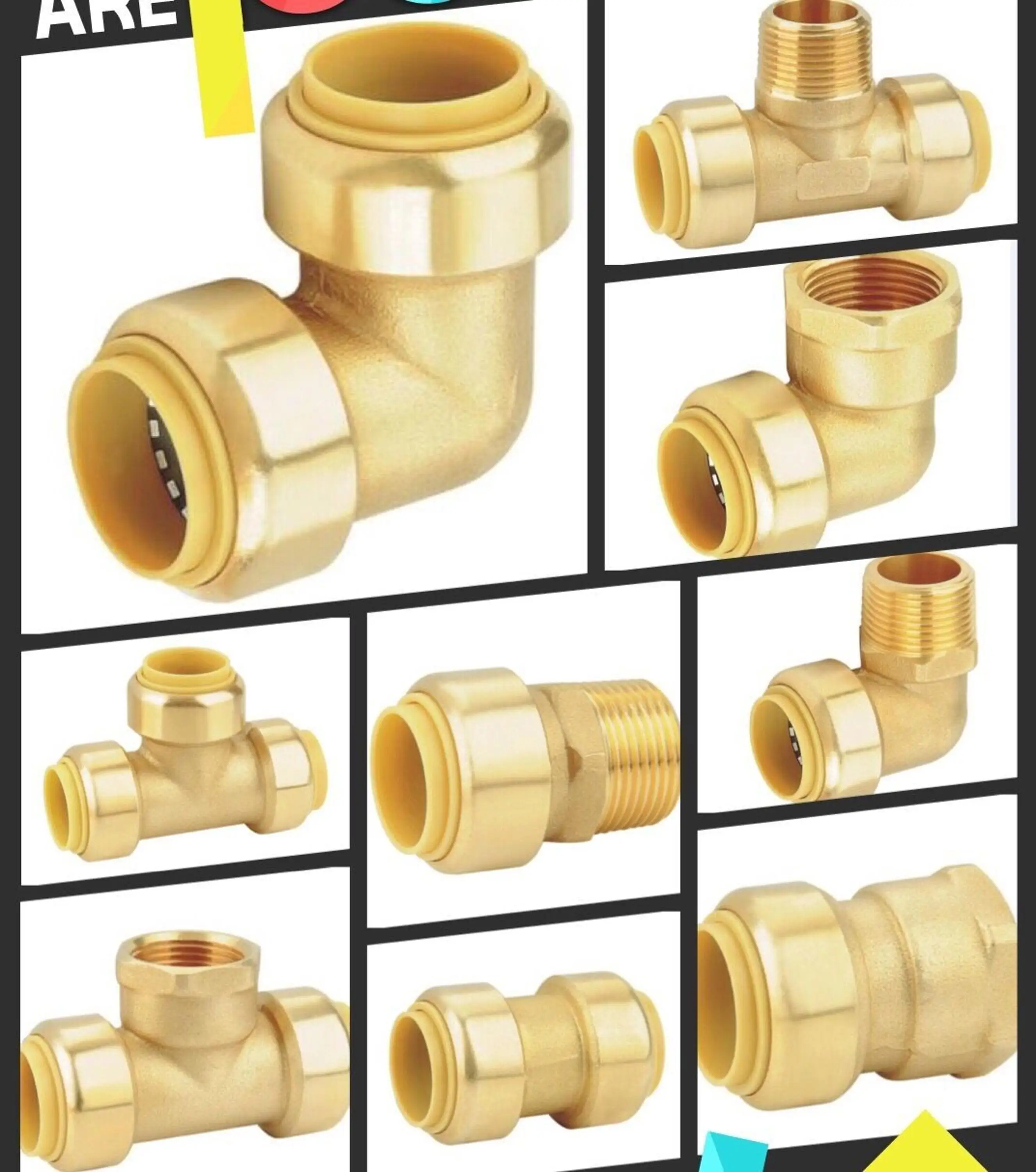 Low lead brass Push fit MNPT elbow coupling, View brass Push fit