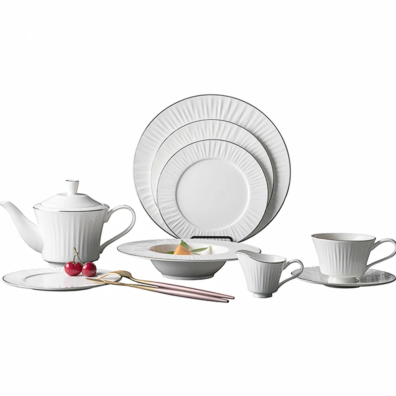 

Silver Rim Fine Bone China Dinnerware Sets, Ceramic Dinnerware Set, Royal Crockery*