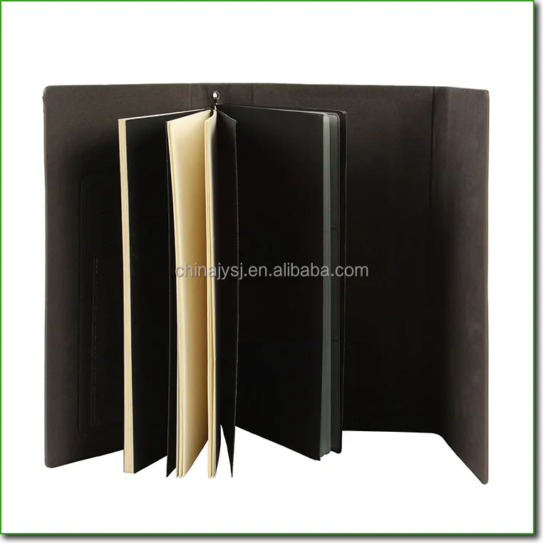 
Customized A6 Expanding Suede Fabric Cover Leather Pocket Folder 