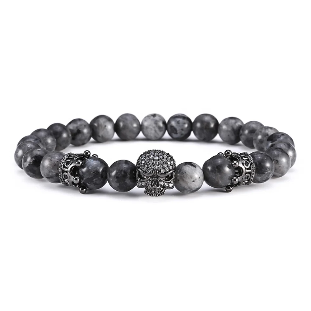 

Mcllroy High Quality mens beaded bracelet Natural Flash stone Beads skull Bracelets natural stone bracelet, N/a