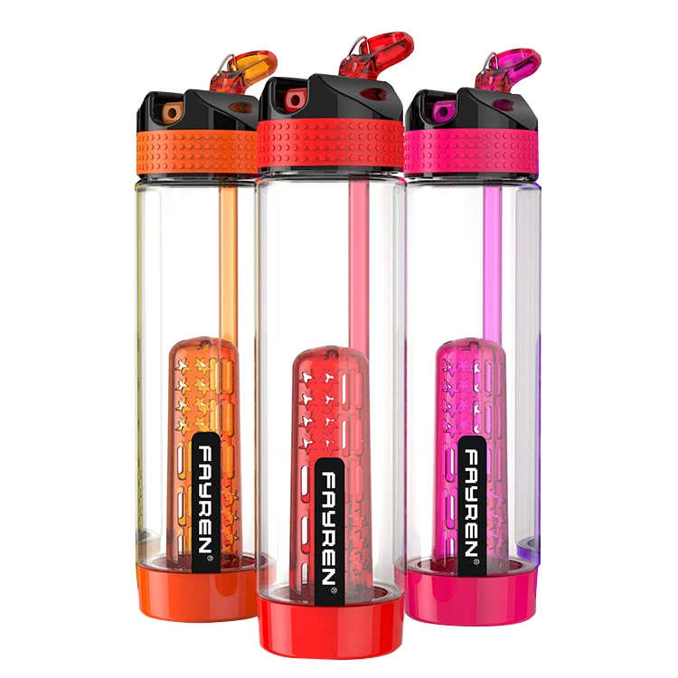 

Hot sale promotion fashion plastic sport fruit infuser water bottle with straw, Customized
