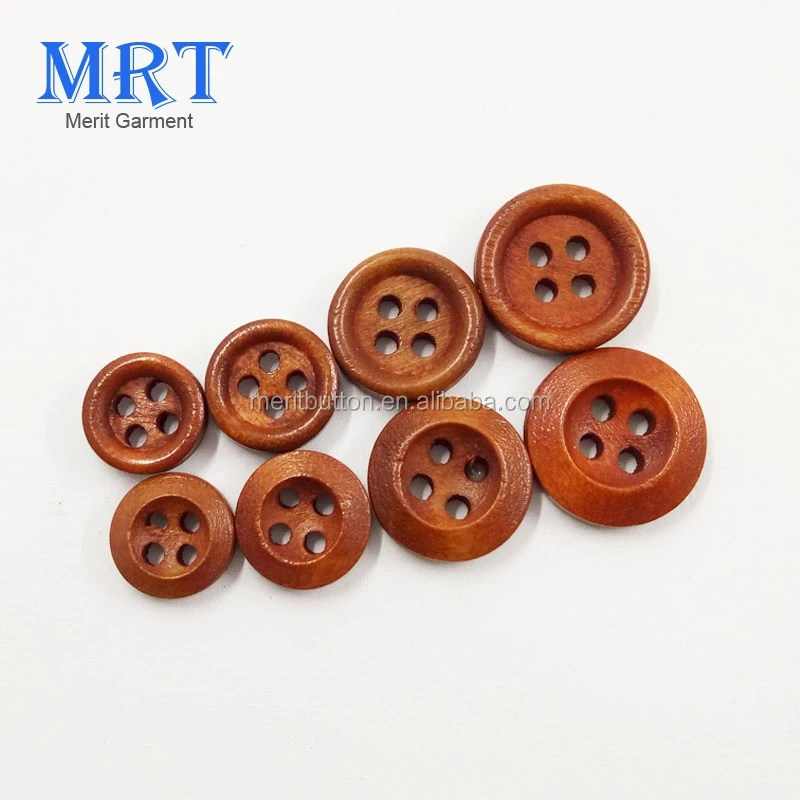 

Eco-friendly 20mm 15mm 4 holes brown custom garment natural wood button, Natural/custom