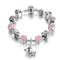 

Lucky Dog Charm Bracelet Qings 925 Sterling Silver Plated Bracelets With White Zircon