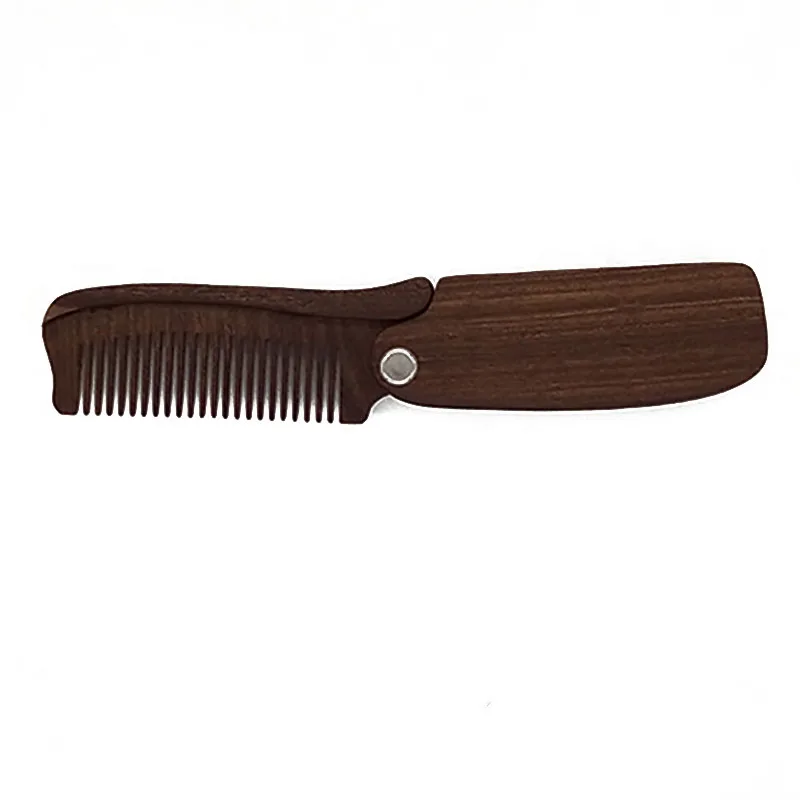 
WB200 06 Customized Your Logo Black Ebony Wood Folding Pocket Comb Wood Comb 