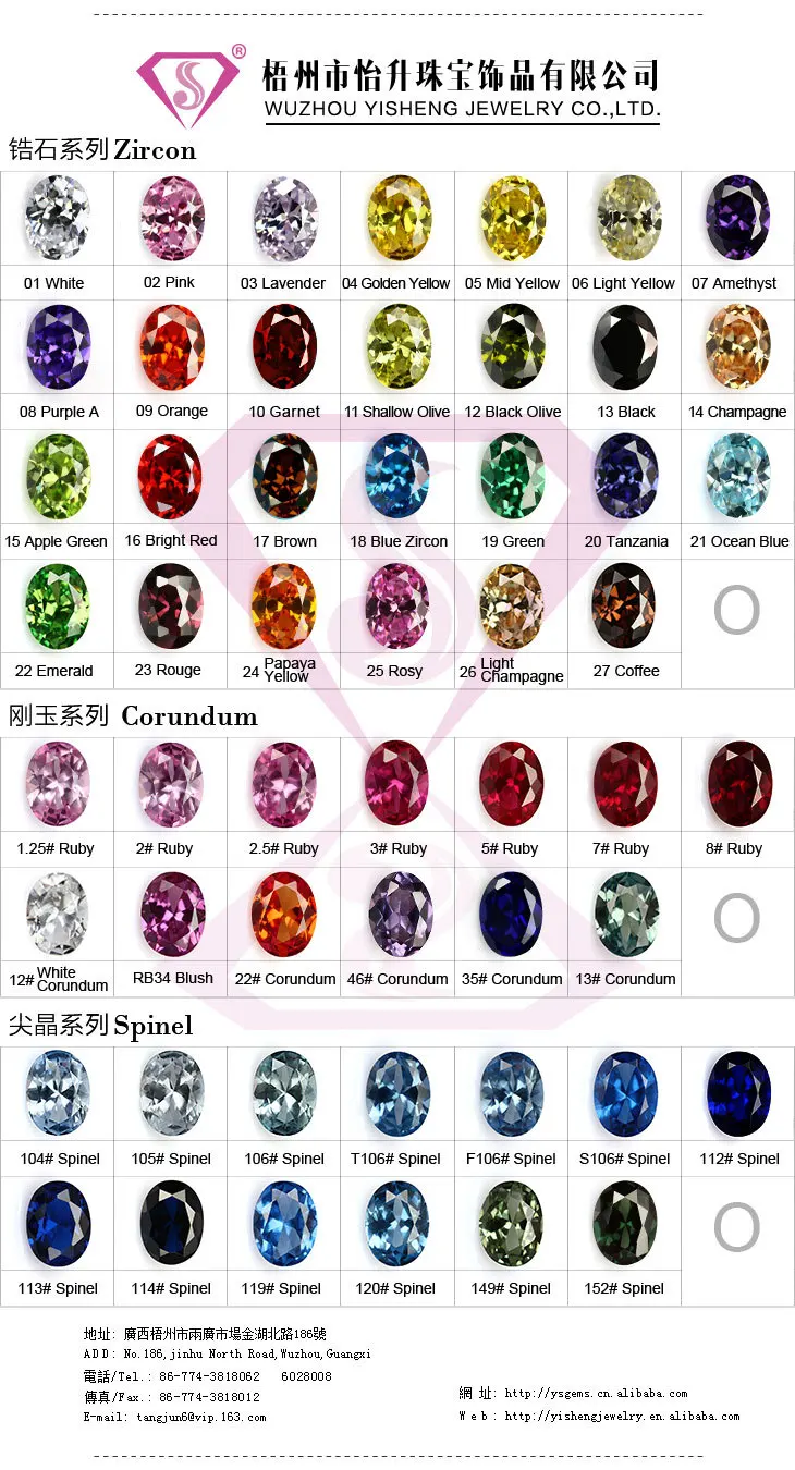 Guangxi Wuzhou Yisheng Cubic Zirconia Color Chart - Buy Cubic Zirconia  Color Chart Product on Alibaba.com
