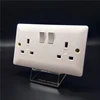 WF3102 UK standard bs type white color bakelite 13a current 220voltage double gang uk plug switch and socket wall safe switch
