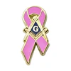 Custom Logo Square & Compass Breast Cancer Lapel Pin