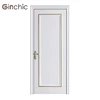 Elegant white paint one panel gold color applied moulding solid wood door