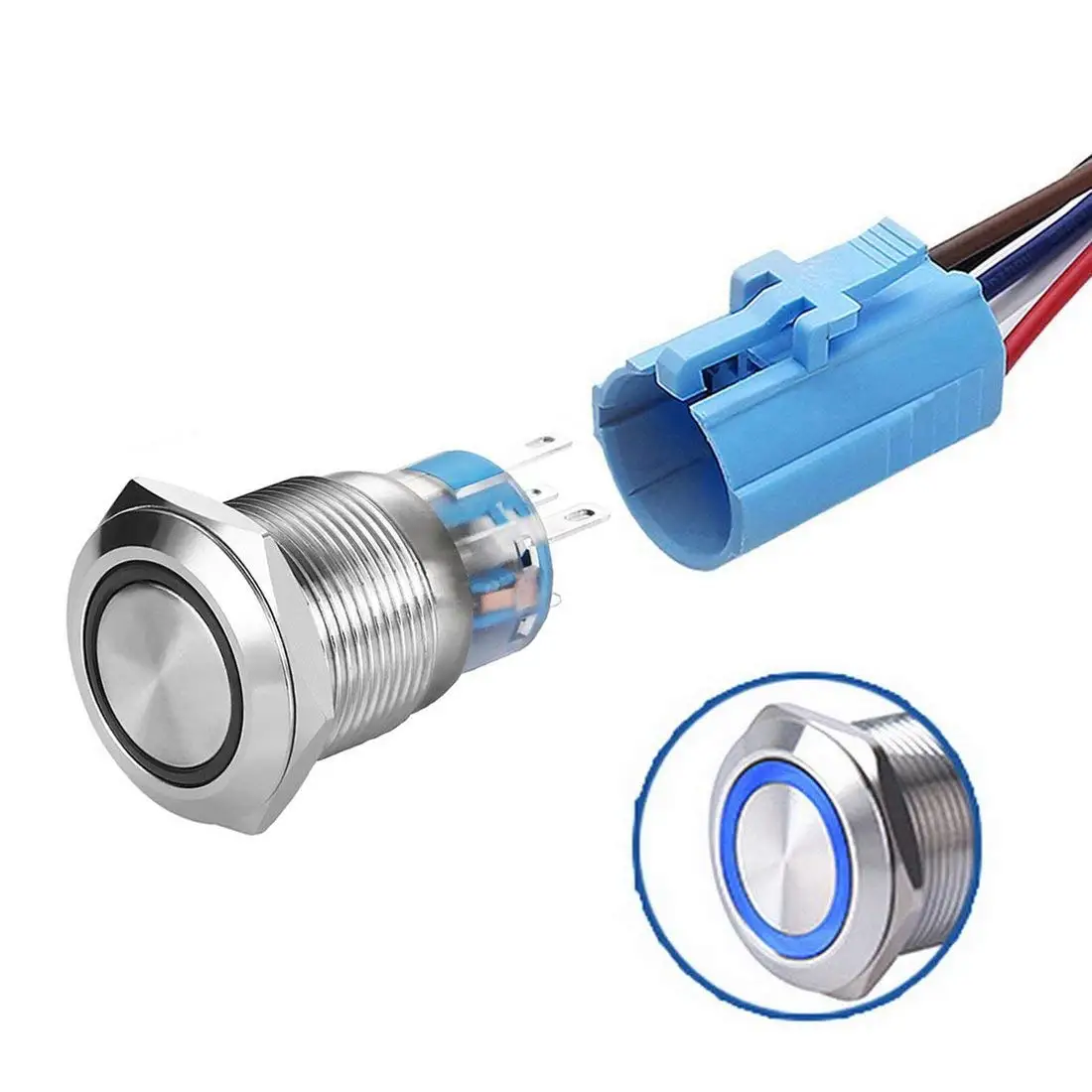 Waterproof Ip67 19mm 2 Bi-color Dual Color Illuminated Latching 24v ...